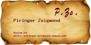 Piringer Zsigmond névjegykártya